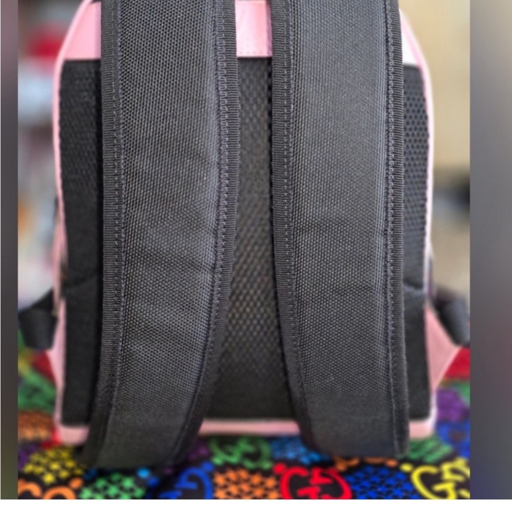 Gucci Rainbow GG Logo Canvas Backpack with Pink Leather Gucci Psychedelic Backk - Picture 3 of 4